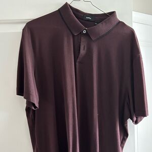Theory Mens XXL Purple Solid Short Sleeves Polo Shirt Pullover Collared Cotton